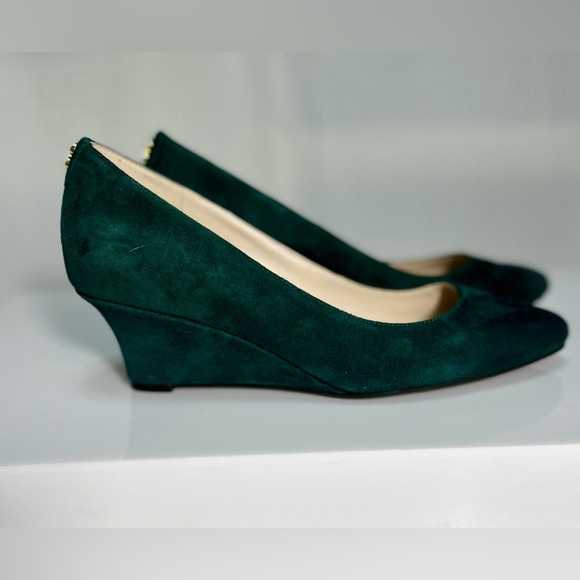 Cole Haan deep green suede wedges, size 6.5 in excellent, like new condition! - Picture 1 of 7